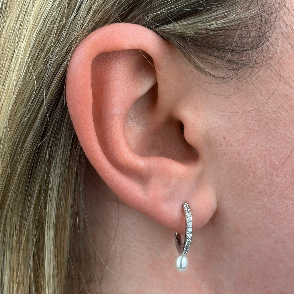 Perlen Creolen 925 Silber Poel