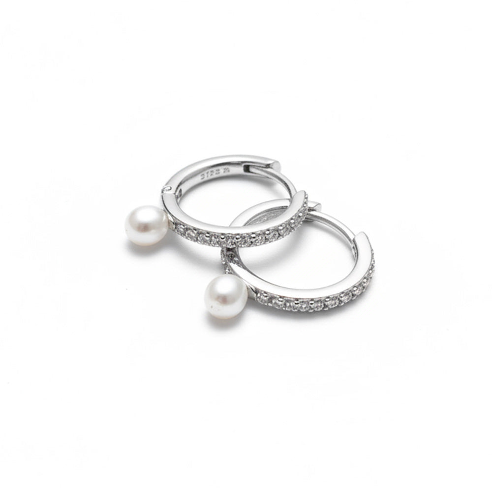 Perlen Creolen 925 Silber Poel