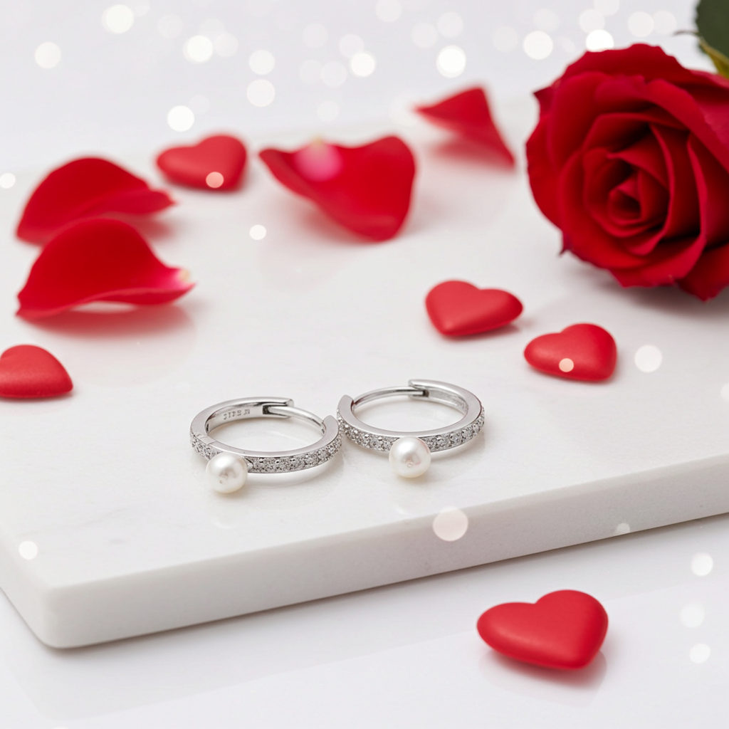 Perlen Creolen 925 Silber Poel